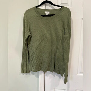 Jcrew Women’s Large Teddie Cotton Sweater green crew neck long sleeve